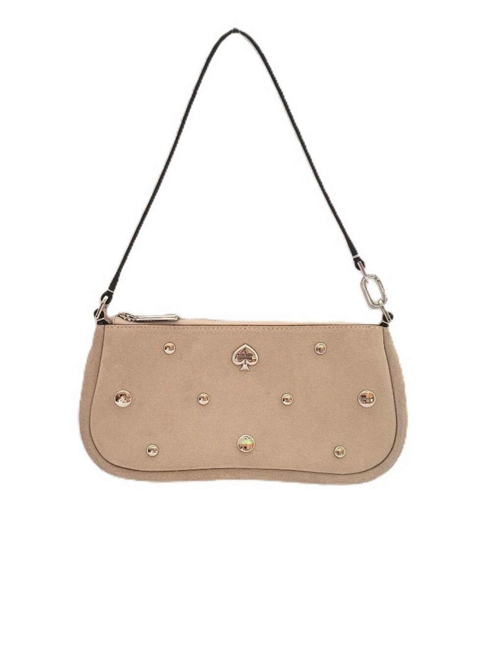 Kate Spade KM595 Kayla Suede Studs Convertible Wristlet Mini Bag Milk Glass